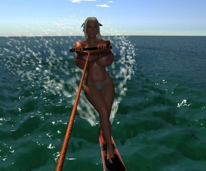 Topless obese breasted 3d festival hottie wakeboarding - attaching 1184