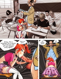 Жестокие взрослый комиксы Бикини Блондинка Мамаша в сочетании с рыжая Школа шлюха Лю часть 101