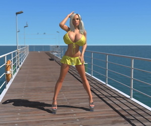 sexy D Bikini Blonde hottie zeigt Ihr große Titten auf die pier - Teil 1166