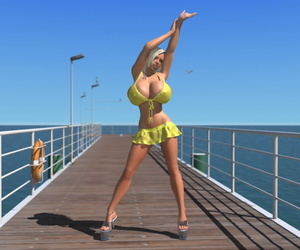sexy D Bikini Blonde hottie zeigt Ihr große Titten auf die pier - Teil 1166