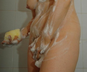 Asian MILF Sonoko Yoneda taking shower and teasing her shaggy twat