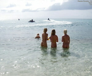 Seductive amateur lesbians taking off their bikinis and having fun outdoor