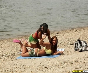 Tribadic babes Kyra Hot plus Sweetmeats Coxx are having awesome time outdoor