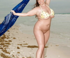 Beauteous plumper Taylor Steele denudes fat boobs stranger bikini goof off