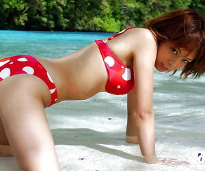 Stunning asian babe Minami Aikawa posing in lingerie outdoor