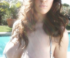 Brunette pet Lana Kendrick frees hefty pornstar heart of hearts from bikini completed