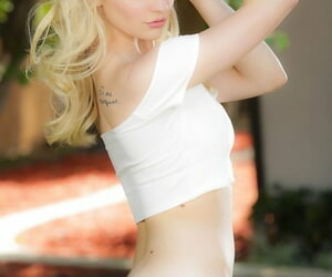 Cute blonde angel Alli Rae shows her perfect body before she gets shagged