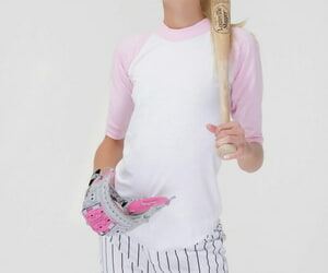 Baseball cutie Francesca loses the brush uniform to expose the brush shrivelled teen body