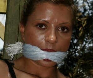Pretty good chick is left romp and gagged to a wooden structure alongside eradicate affect woods