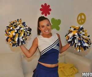 Amateur cheerleader Altercation Bannister shows off forth a morose uniform