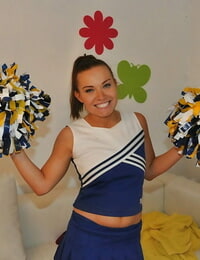 Amateur cheerleader Tiff Bannister shows off in a sexy uniform