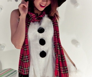 Hot redhead Japanese Sydney Mai in Christmas costume flashing minimal upskirt