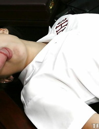 Adolescent schoolgirl Amai Liu exquisite teachers jock in jaw and ejaculation on face
