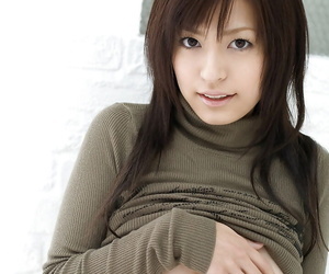 Stunning asian newborn Misaki Mori invention her tits and flimsy pussy