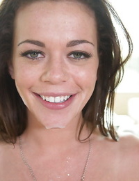 Brown hair ex-gf Stella Daniels sporting cream on face later POV hairy pouch licking BJ