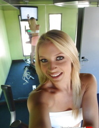 Hot blonde teenager Alyssa taking sexy non nude self shots at home