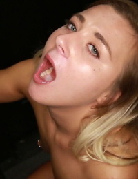 Amateur gloryhole gallery of youthful blonde swallowing and eating loads