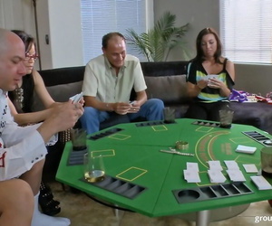 Two couples and lonely MILF Zoey Holiday enjoy group fucking after poker