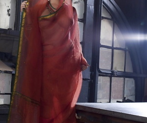 busty solo Frau  leone Modelle solo in sehen thru Indische Kleider