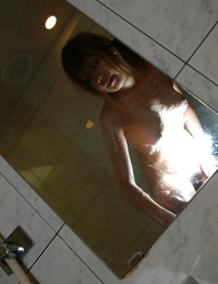 Eastern amateur heavenly shower-room and exposing her furry gash in close up