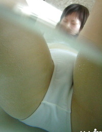 Hina Tachibana striptease off her uniform and fascinating washroom in her underware