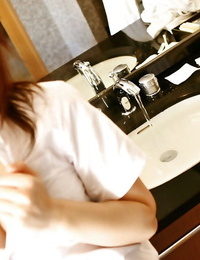 Hina Tachibana striptease off her uniform and fascinating washroom in her underware