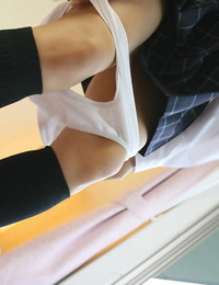 Lustful eastern schoolgirl with cool fanny attains her curly slit cocked up