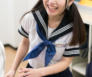 Cute Japanese schoolgirl lifts say no to sweeping to masturbate be advantageous to cram concerning variety
