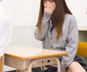 Petite Japanese schoolgirl caught masturbating with respect to classification sucks teachers flannel