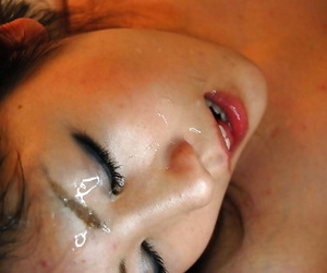 Slutty asian teen Ayaka Kimura gets facialized after mechanical twatting