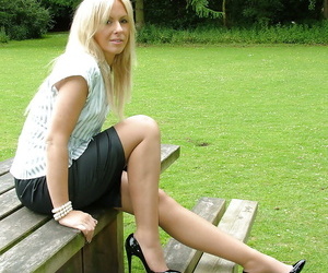 Outdoor posing from an incredible non nude model in tight skirt Jess