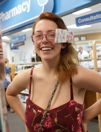 Hungry adolescent GF Kelsey Berneray flashes her brute woman passports at the store