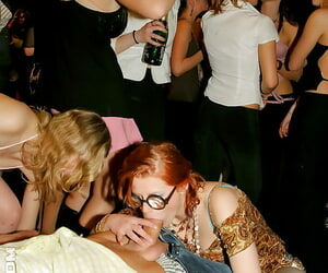Lewd european MILFs enjoy a wild fully clothed sex orgy at the drunk party