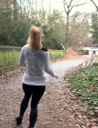 Chrissy is out for a jog in the woods when the urge to pee comes over her