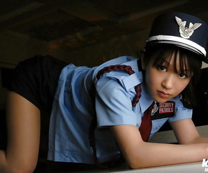 Petite asian girl in uniform slowly uncovering her fuckable curves