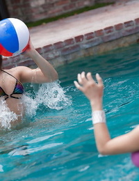 Amusing pool take part in in girl-on-girl scenes along boobsy young Abella Danger