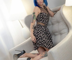 Tattooed teen Keoki Stardom sports dyed hair space fully having copulation in all directions her man affiliate