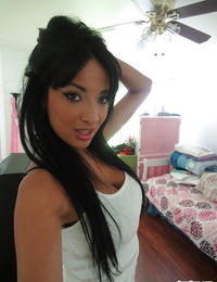 Horny Latin cutie female Anissa Kate films her own nude solo show