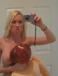 Fairy-haired princess Madison Scott takes selfies as she disrobes with a sex doll