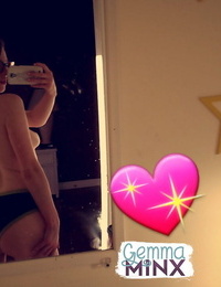 Solo girl Gemma Minx takes selfies in various states of disrobe