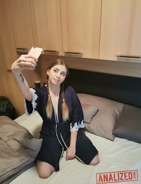 Accustomed dark brown Julia Red takes selfies & displays her unbelievable fur pie