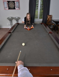 Pornstar Kimmy Granger plays pool in advance of this girl gives a fellatio in POV