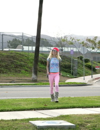 Sinless golden-haired schoolgirl Piper Perri is all tease on walk residence from school