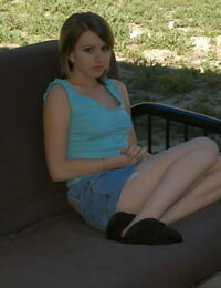 Youthful darling Lexi B flips her stud the bird at the same time as a no panty upskirt