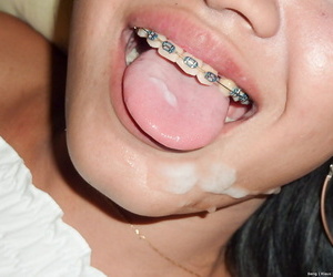 泰国 女孩 呼吸 需要 一个 射液 在 她的 牙套 的边缘 轻率 可 验证 pov 他妈的