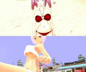 Fumika At the beach with Pinkzilla