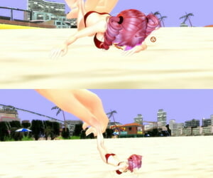 fumika 在 的 海滩 与 粉红西拉