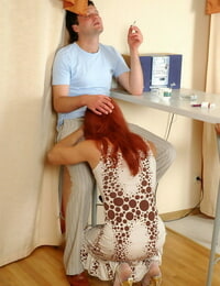 Redhead homo feminized male in white nylons punching his pecker loves studs - part 340