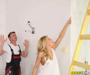 Tight-ass blonde gets brutally fucked hard by a big-dicked painter - part 1676