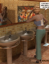 raunchyschool – les filles Pris à l'aide de Un Géant Sexe jouet dans l' Salle de bain